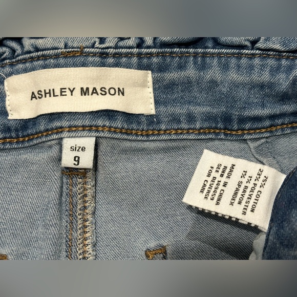 Ashley Mason High Rise Light Blue Jeans with Tie Waist - Picture 4 of 6